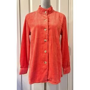 Chadwicks Womens Corduroy Shacket Shirt Jacket Long Sleeve Button Up Orange M